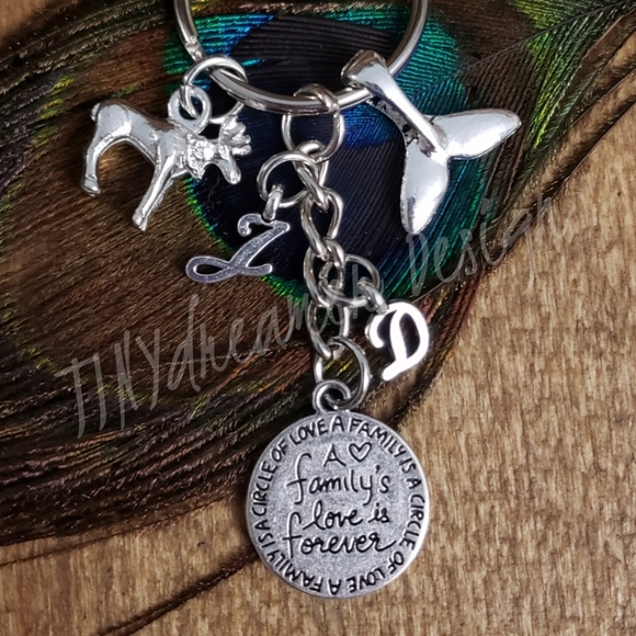 Personalized Keychain Family Pursecharm CUSTOM CHARMS Monogram Initials Bag clip - Picture 5 of 9